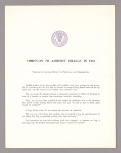 Thumbnail for Amherst College annual report to secondary schools, 1959 - Image 1