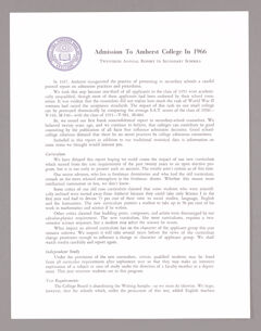 Thumbnail for Amherst College annual report to secondary schools and information for applicants for admission, 1966 - Image 1