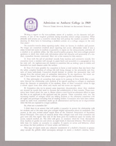 Thumbnail for Amherst College annual report to secondary schools, report on admission to Amherst College, and information for applicants for…