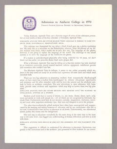 Thumbnail for Amherst College annual report to secondary schools, 1970 - Image 1