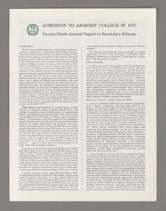 Thumbnail for Amherst College annual report to secondary schools, 1975 - Image 1