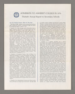 Thumbnail for Amherst College annual report to secondary schools, 1976 - Image 1