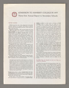 Thumbnail for Amherst College annual report to secondary schools, 1977 - Image 1