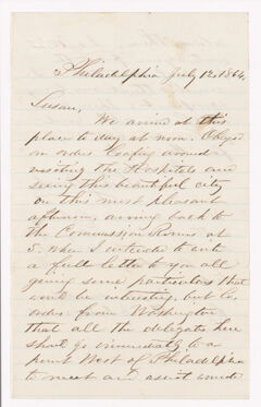 Thumbnail for Sidney Brooks letter to Susan Brooks, 1864 July 12 - Image 1