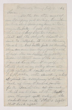Thumbnail for Sidney Brooks letter to Susan Brooks, 1864 July 13 - Image 1