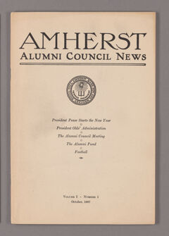 Thumbnail for Amherst Alumni Council news, 1927 October - Image 1