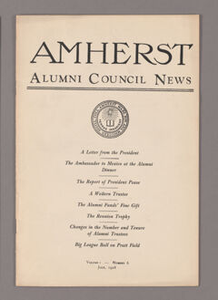 Thumbnail for Amherst Alumni Council news, 1928 July - Image 1