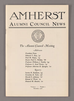 Thumbnail for Amherst Alumni Council news, 1928 December - Image 1