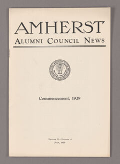 Thumbnail for Amherst Alumni Council news, 1929 July - Image 1