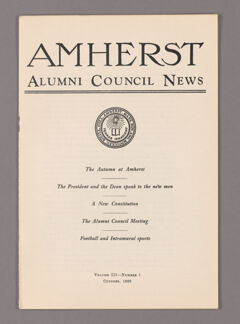 Thumbnail for Amherst Alumni Council news, 1929 October - Image 1
