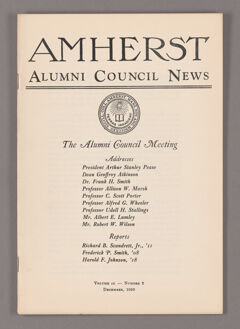 Thumbnail for Amherst Alumni Council news, 1929 December - Image 1