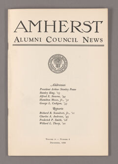 Thumbnail for Amherst Alumni Council news, 1930 December - Image 1