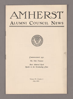 Thumbnail for Amherst Alumni Council news, 1931 July - Image 1