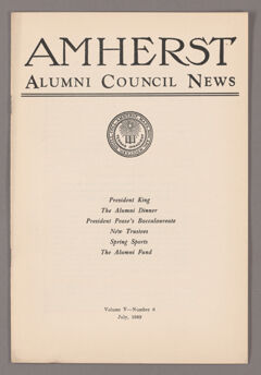 Thumbnail for Amherst Alumni Council news, 1932 July - Image 1