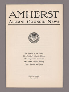 Thumbnail for Amherst Alumni Council news, 1932 October - Image 1