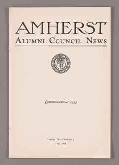 Thumbnail for Amherst Alumni Council news, 1934 July - Image 1