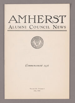 Thumbnail for Amherst Alumni Council news, 1936 July - Image 1