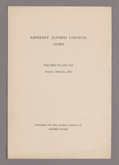 Thumbnail for Amherst Alumni Council news, 1933 October to 1935 July, index - Image 1