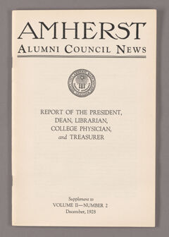 Thumbnail for Amherst Alumni Council news, 1928 December, supplement - Image 1