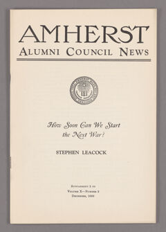 Thumbnail for Amherst Alumni Council news, 1936 December, supplement 2 - Image 1