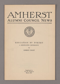 Thumbnail for Amherst Alumni Council news, 1931 March, supplement - Image 1