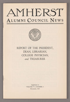 Thumbnail for Amherst Alumni Council news, 1931 December, supplement - Image 1