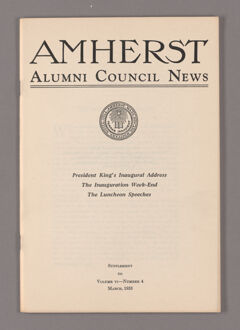 Thumbnail for Amherst Alumni Council news, 1933 March, supplement - Image 1