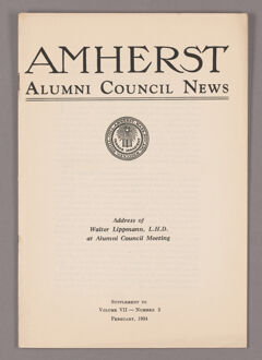 Thumbnail for Amherst Alumni Council news, 1934 February, supplement - Image 1