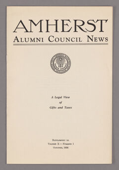 Thumbnail for Amherst Alumni Council news, 1936 October, supplement - Image 1