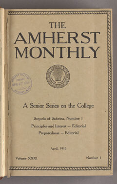 Thumbnail for The Amherst monthly, 1916 April - Image 1