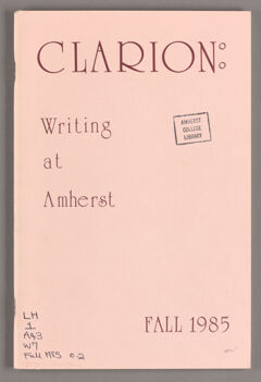 Thumbnail for Clarion: Writing at Amherst, 1985 fall - Image 1