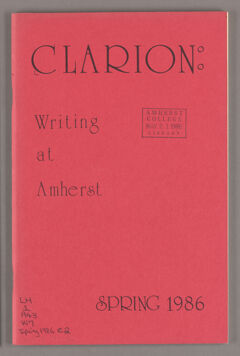 Thumbnail for Clarion: Writing at Amherst, 1986 spring - Image 1