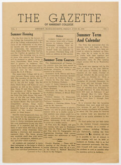 Thumbnail for The gazette of Amherst College, 1943 June 25 - Image 1