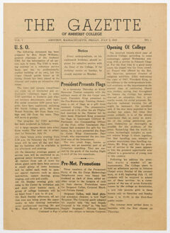 Thumbnail for The gazette of Amherst College, 1943 July 2 - Image 1