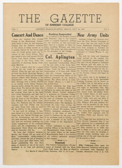 Thumbnail for The gazette of Amherst College, 1943 July 16 - Image 1