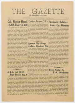 Thumbnail for The gazette of Amherst College, 1943 July 30 - Image 1