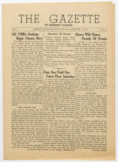 Thumbnail for The gazette of Amherst College, 1943 September 17 - Image 1