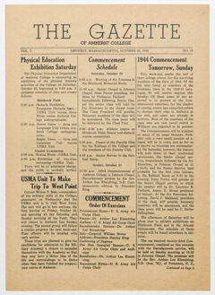 Thumbnail for The gazette of Amherst College, 1943 October 22 - Image 1