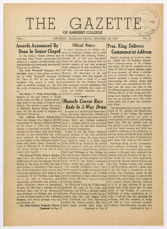 Thumbnail for The gazette of Amherst College, 1943 October 29 - Image 1