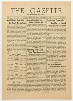 Thumbnail for The gazette of Amherst College, 1943 November 12 - Image 1