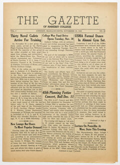 Thumbnail for The gazette of Amherst College, 1943 November 30 - Image 1