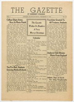 Thumbnail for The gazette of Amherst College, 1943 December 17 - Image 1