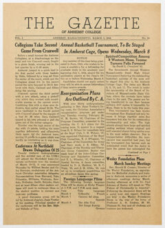 Thumbnail for The gazette of Amherst College, 1944 March 3 - Image 1