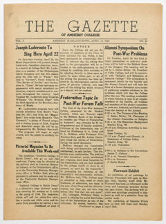 Thumbnail for The gazette of Amherst College, 1944 April 14 - Image 1