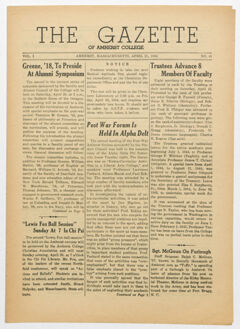 Thumbnail for The gazette of Amherst College, 1944 April 21 - Image 1
