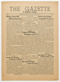 Thumbnail for The gazette of Amherst College, 1944 May 26 - Image 1