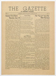 Thumbnail for The gazette of Amherst College, 1944 June 23 - Image 1