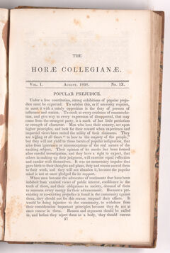 Thumbnail for The horae collegianae, 1838 August - Image 1