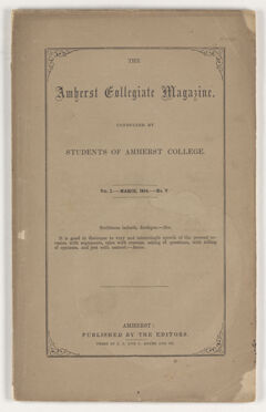 Thumbnail for The Amherst collegiate magazine, 1854 March - Image 1