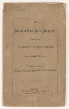 Thumbnail for The Amherst collegiate magazine, 1854 November - Image 1